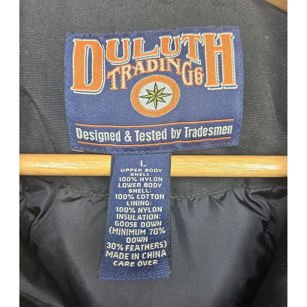 DULUTH TRADING Canvas Work Vest Men's Large Goose Down Insulated Utility Rugged